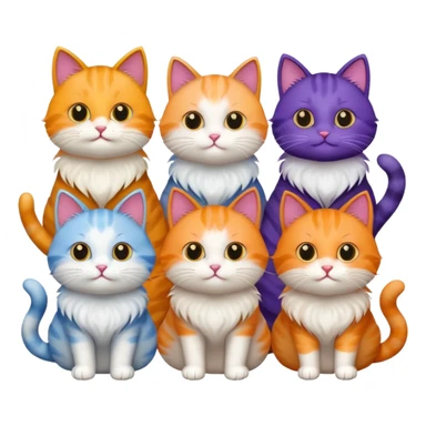 6 cats with different coloured coats sticker
