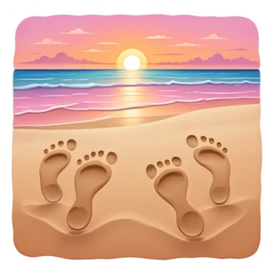 beach sunset. Two sets of footprints—one small, the other larger childhood self and inner child sticker