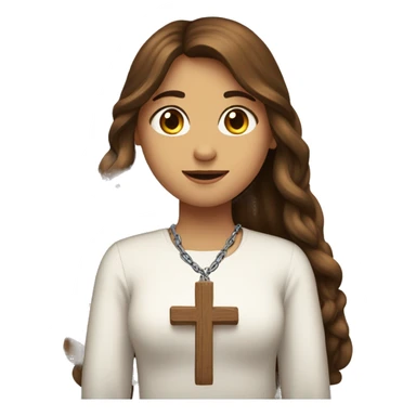 bautefull Long Brown Hair Girl That love Christ and weare a Cross chain sticker
