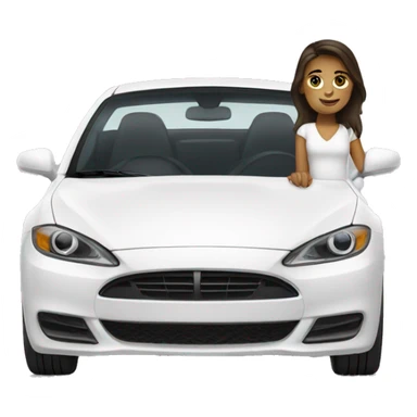 Brunette girl in white car sticker