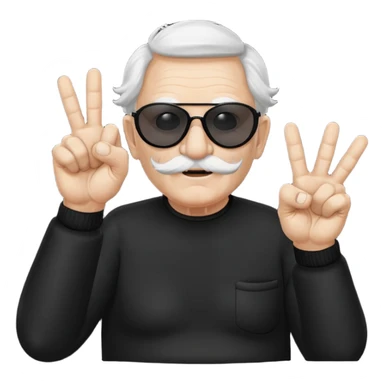 Some white old guy with a mask on and black shades with it also holding up the middle fingers sticker