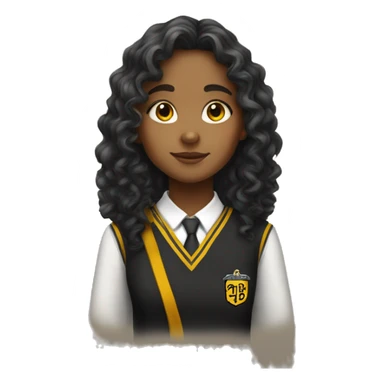  girl with long curly hair wearing Hufflepuff school uniform sticker