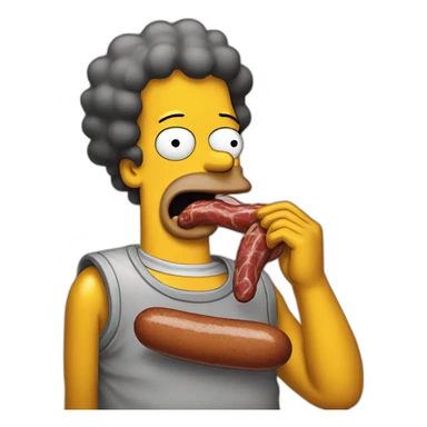 Homie Simpson eating sausage sticker
