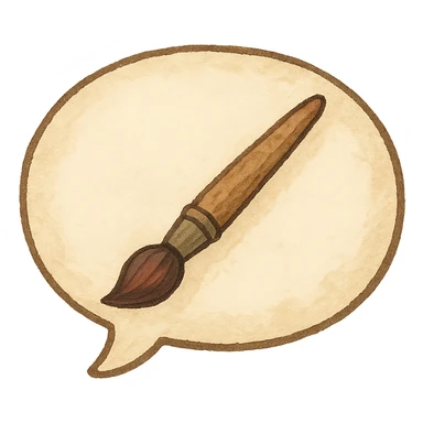 ghibli style chat icon with a brush inside sticker