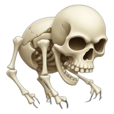 Giant skull with small running legs sticker