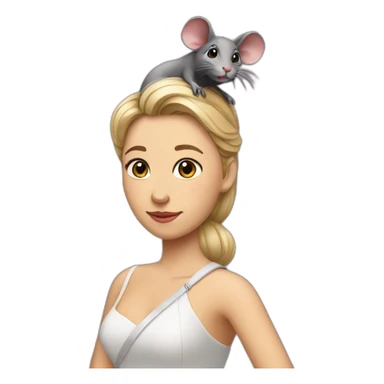 a lady in a dress with a rat on her shoulder sticker