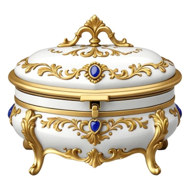 Vintage rococo white jewelry box sticker
