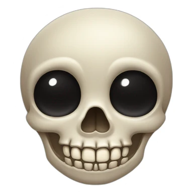 Lip biting emoji of a skull sticker