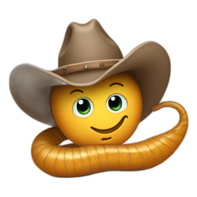 stellla the worm wearing a cowboy hat sticker