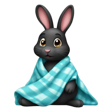 Black bunny with blanket sticker