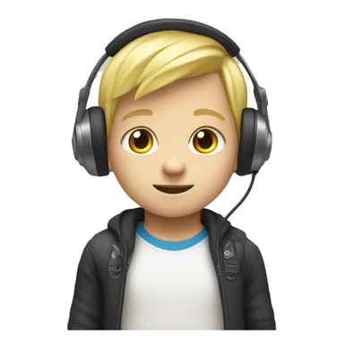 Little blonde boy with a gamer headset on sticker