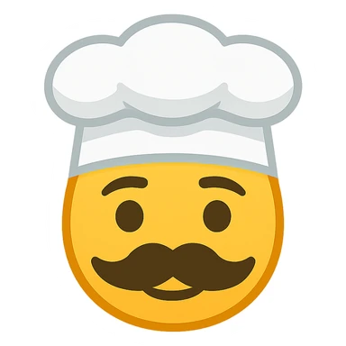 face with chef hat and mustache emoji, digital illustration sticker