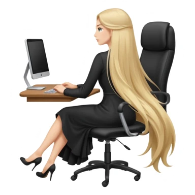 Woman from the Back of head with long hair sitting on an office chair sticker