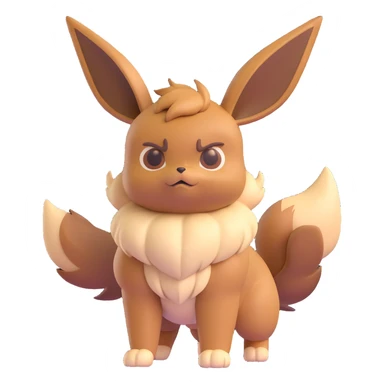 Grumpy Eevee, intimidating posture, classic Microsoft emoji style from Windows 10 2019 sticker