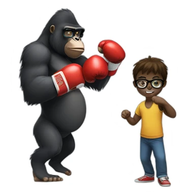 Gorilla boxing a Boy with glasses sticker