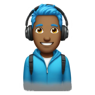 Guy with blue hair wearing headphones sticker