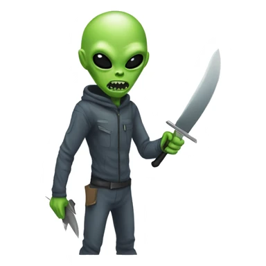 Alien with a knife  sticker