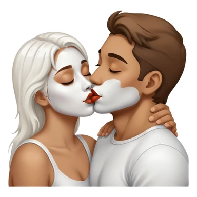 Man kissing a woman covered in white paint  sticker