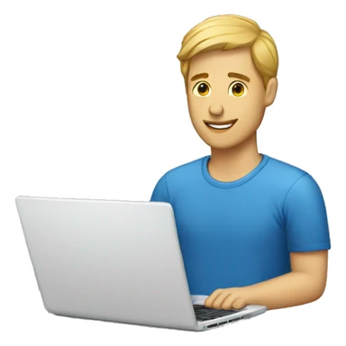 a white man and a laptop sticker