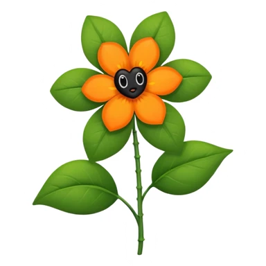 Green stem, white bud with black cartoony face: ;p. And six heart shaped yellowish orange petals sticker