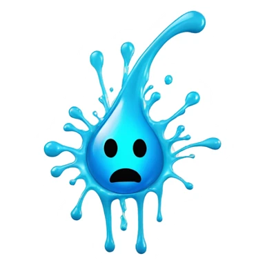 Glowing shiny Cyan blue liquid splash splatter drip sticker