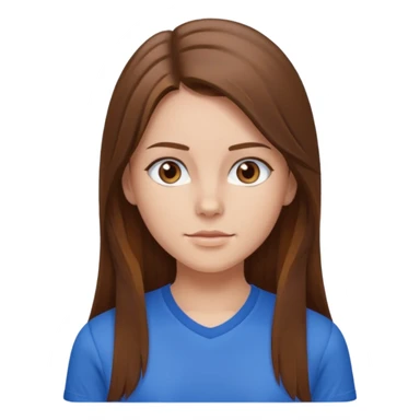 brown hair, hazel eyes, blue athletic shirt, strait long hair girl sticker