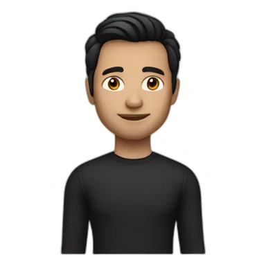     memoji of a man with a laptop in front, apple-style,modern,dark hair,black sweater,computer in hand, srilankan white skin, an avatar image gonna be round  sticker
