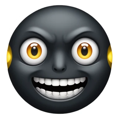An all black scene with two blowing white eyes and teeth sticker