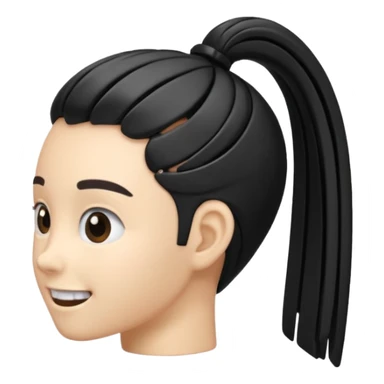 a curved hair accessory with teeth on both sides that hinge together, designed to secure hair in a vertical ponytail sticker