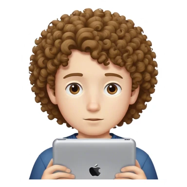 Curly hair boy watching his ipad sticker