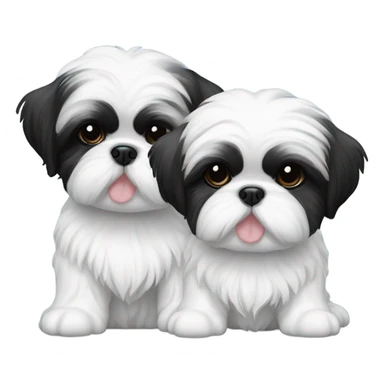 Two black and white shitz tzu puppies  sticker
