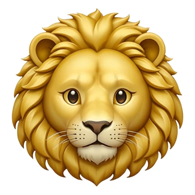 Pièce d’or ronde, style emoji, avec un grand “F” gravé au centre et la tête d’un lion détaillé en arrière‑plan, vue de face, design simple et lisible. sticker