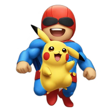 pikachu super man sticker