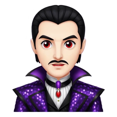 Dracula with black hair, black sequin outfit sticker