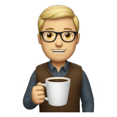 white man with glasses drinking coffee sticker