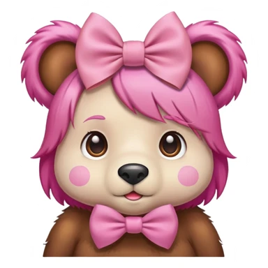 bear with pink hair bow sticker