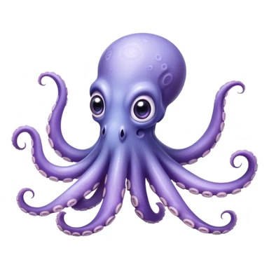 Cinematic Comical Baby Octopus Portrait Emoji, Tentacles slightly flared in a playful, exaggerated gesture, featuring a light blue-purple, rounded body with dramatically wide, hilariously expressive eyes full of surprise and innocent mischief, Simplified yet hilariously endearing features, highly detailed, glowing with a soft oceanic radiance, high shine, dramatic yet lovable, stylized with a dash of whimsical underwater mischief, soft glowing outline, capturing the essence of a delightfully silly little octopus that looks like it just made a clumsy, adorable mistake! sticker