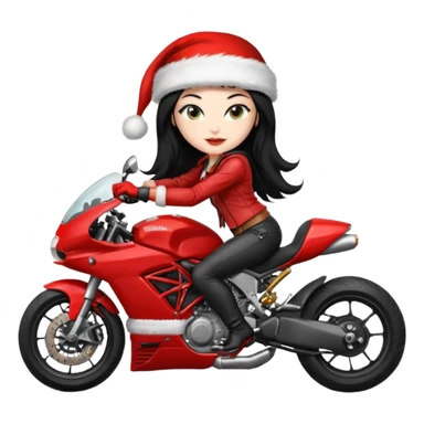 biker girl black long hair moto christmas ducati sticker