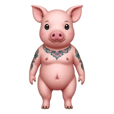 full body of pig having tattoo, front view sticker