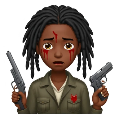 locs with black hair holding gun very darkskin crying blood sticker