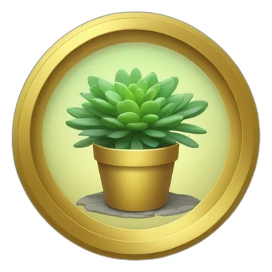 shrubbery in a circular shape behind a circular golden plate with a succulent inside it sticker