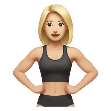 a blonde woman with black eyes doing physical exercises sticker