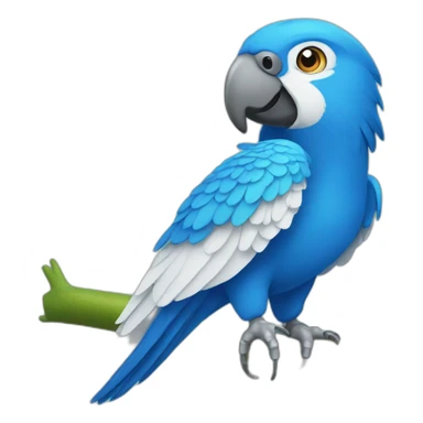 Blue Parrot and white sticker