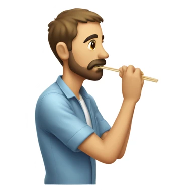 guy using one singular straw to smell salt with sticker