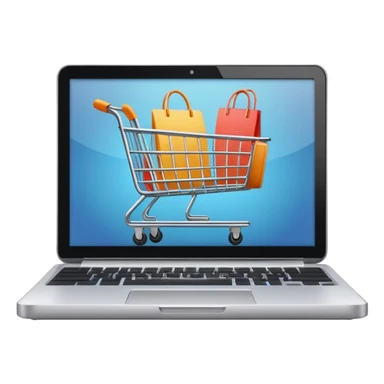 a laptop with a shopping cart on a white screen sticker