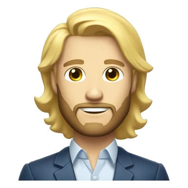 professional man leader in motivation professional casual dress, blue-eyed blonde short hair with a shadow of a beard sticker