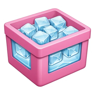 a rectangle pink box with ice sticker