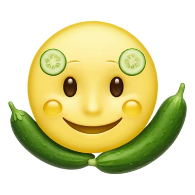 resting yellow smiley face with cucumbers slices over each of its eyes as if it was in a spa sticker