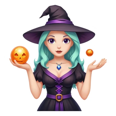 Beautiful Witch with magic ball sticker