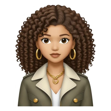 Zendaya with curly hair and stylish outfit sticker